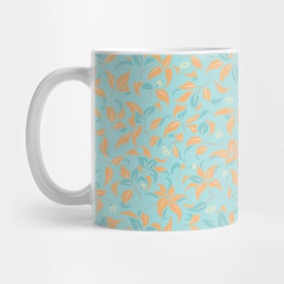 The wall of orange buds and blossoms in turquoise Mug